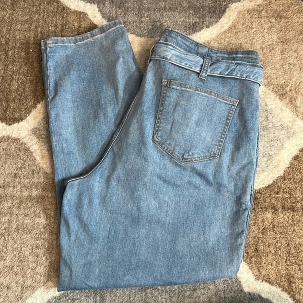 Arizona Jean Co Paper-bag Waisted Straight Jeans with Ties
